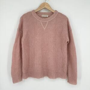 APIECE APART Softest Tissue Crew Neck Sweater Fuzzy Cozy Pullover, Pink